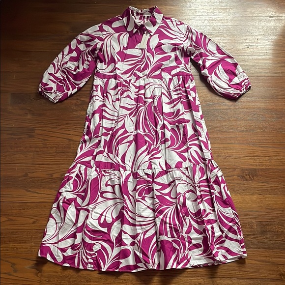 Anthropologie Dresses & Skirts - Anthropologie The Bettina Purple and White Patterned Maxi Tiered Shirt Dress NWT